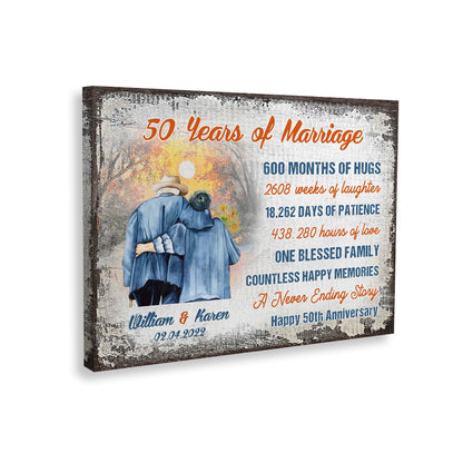 50 Years Of Marriage Happy 50th Anniversary Canvas Valentine Gifts