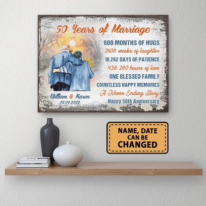 50 Years Of Marriage Happy 50th Anniversary Canvas Valentine Gifts