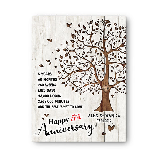 Happy 5th Anniversary Tree Anniversary Canvas