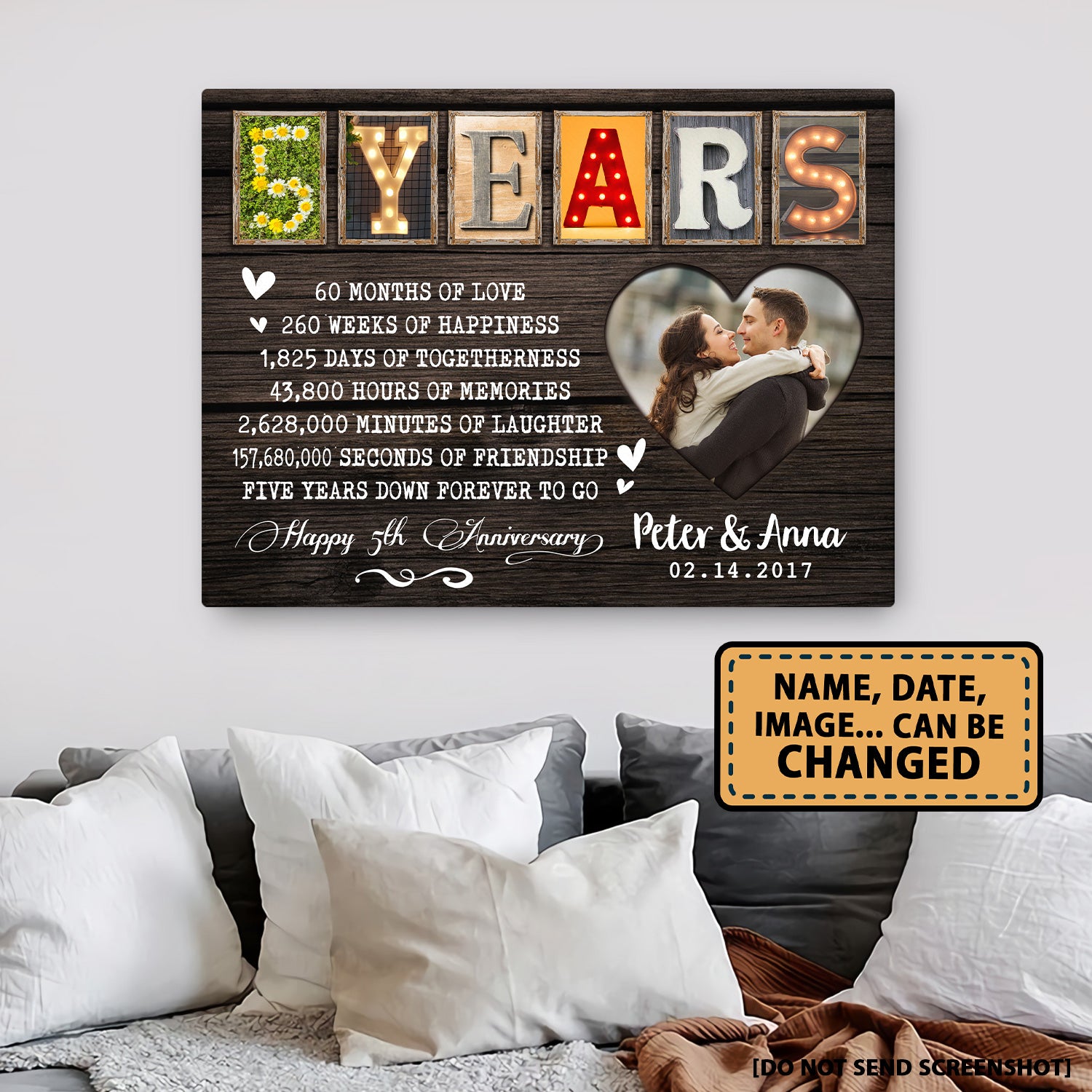 Happy 60th Anniversary 60 Years Of Marriage Personalizedwitch Canvas