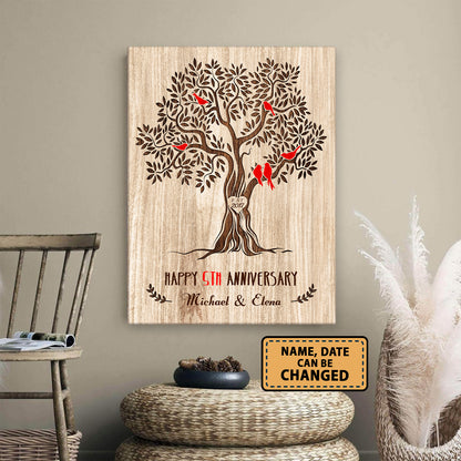 Happy 5th Anniversary Tree Personalizedwitch Canvas Valentine Gifts