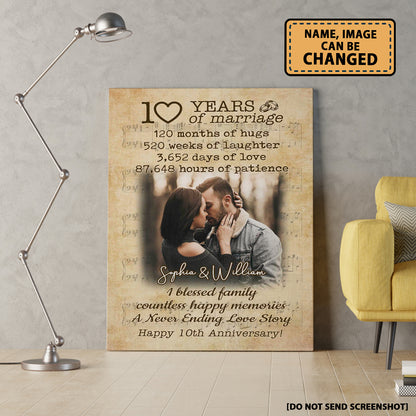 10 Years Of Marriage Custom Image Canvas Valentine Gifts