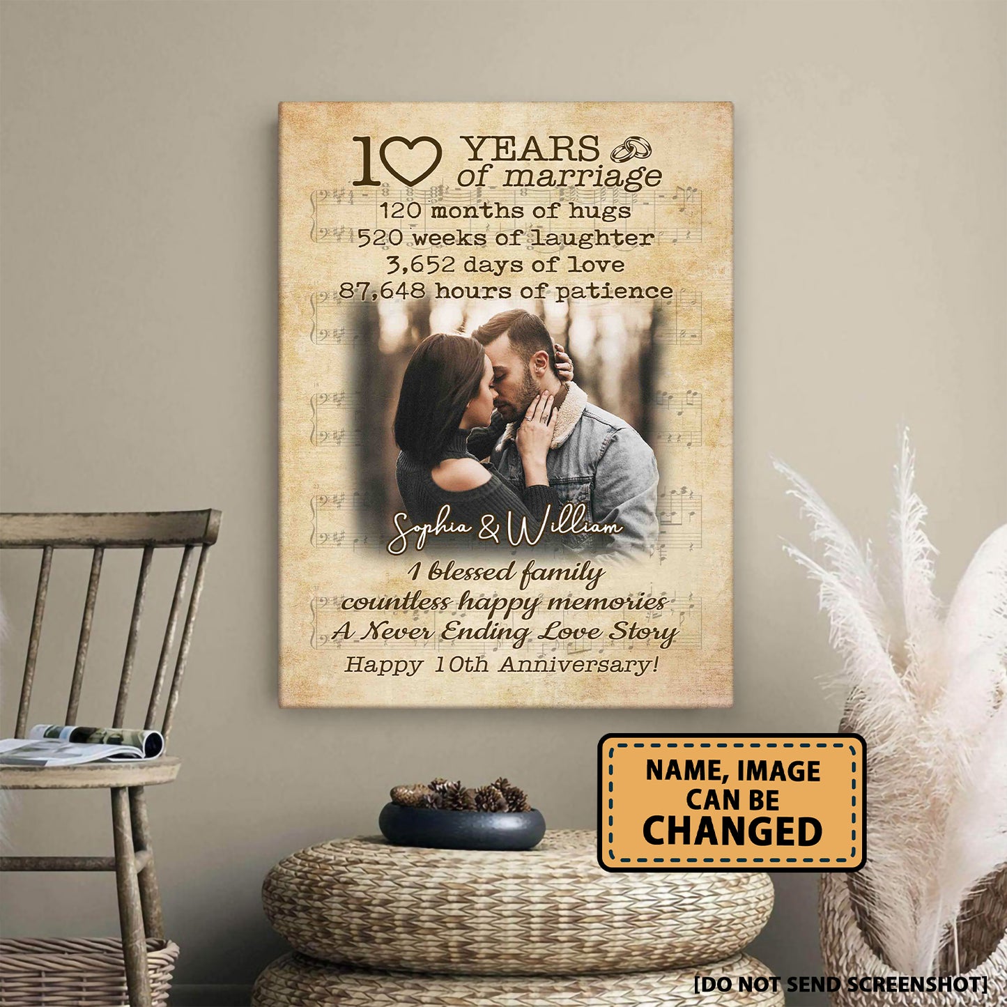 10 Years Of Marriage Custom Image Canvas Valentine Gifts