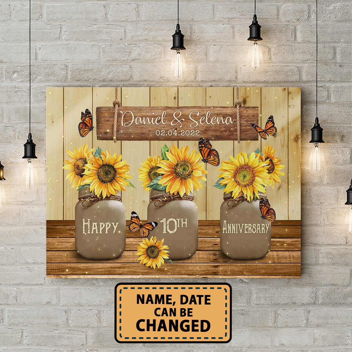 Happy 10th Anniversary Sunflower Personalizedwitch Canvas Valentine Gifts