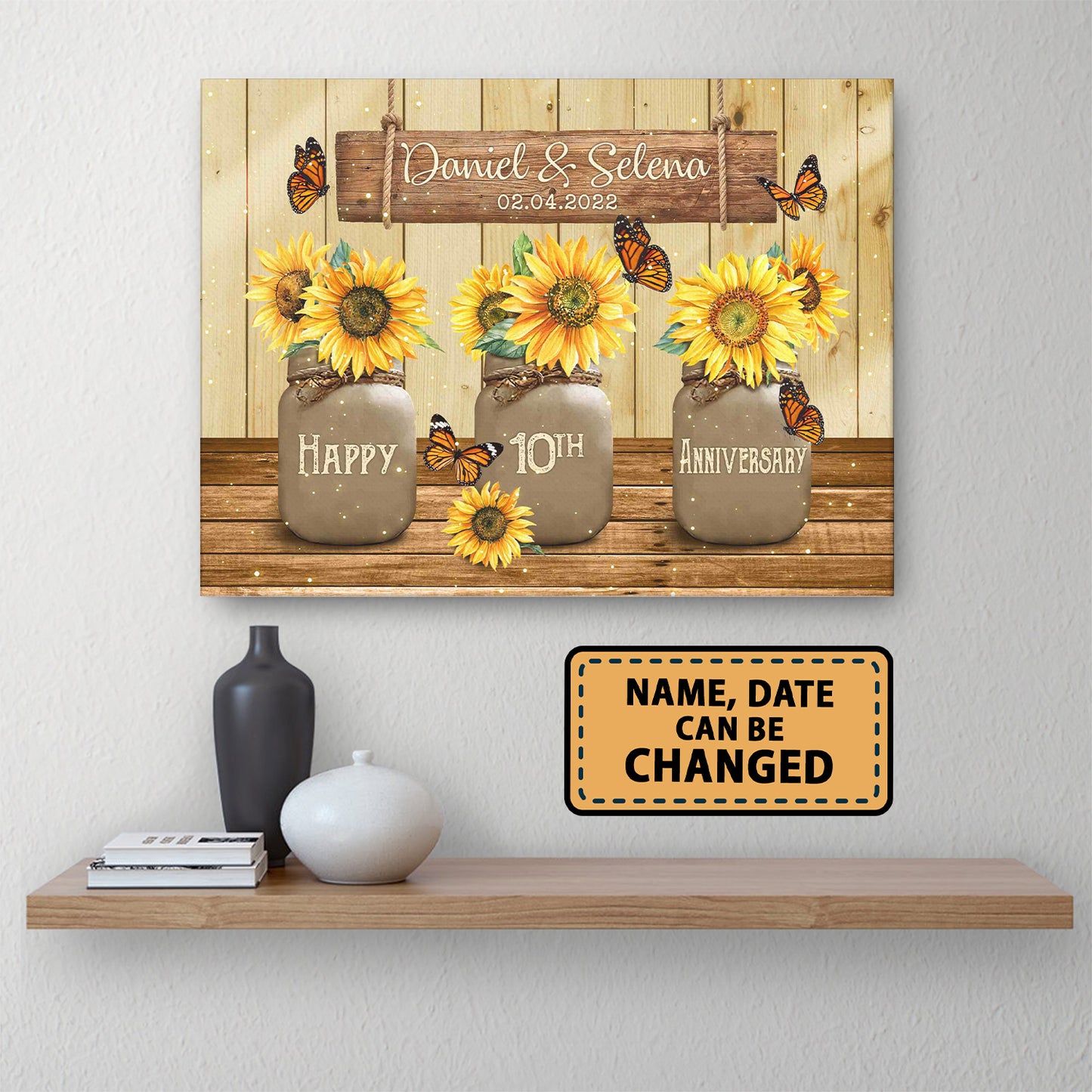 Happy 10th Anniversary Sunflower Personalizedwitch Canvas Valentine Gifts