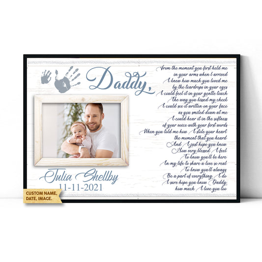 From The Moment You First Held Me Gift For New Dad Custom Image Poster