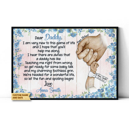 Dear Daddy I Am Very New Gift For New Dad Custom Name & Date Poster