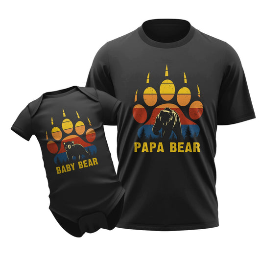 Papa Bear & Baby Bear Dad & Newborns Father's Day Matching Outfit