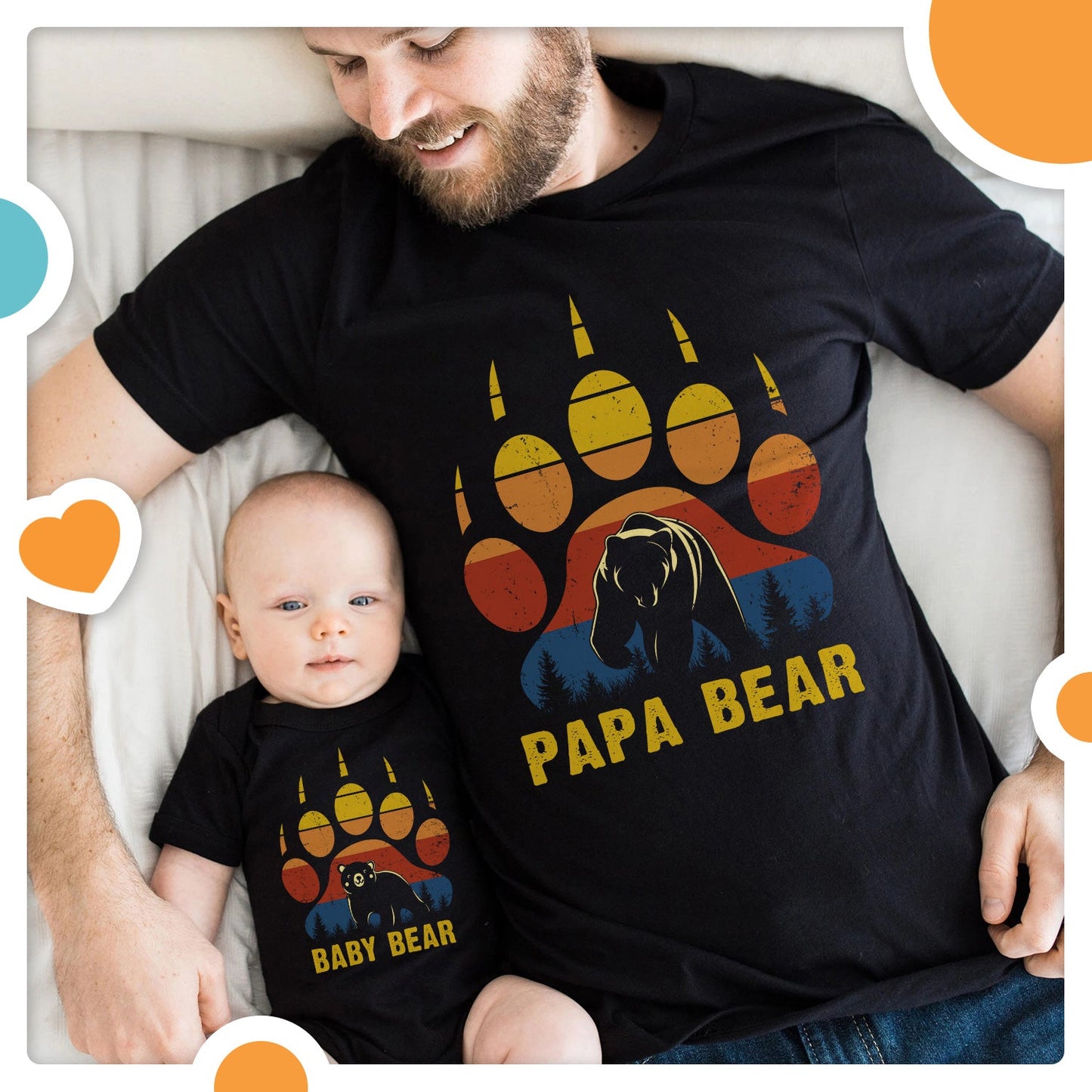 Papa Bear & Baby Bear Dad & Newborns Father's Day Matching Outfit