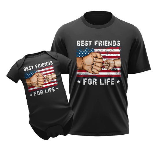 Best Friends For Life American Flag Dad & Baby Matching Outfit
