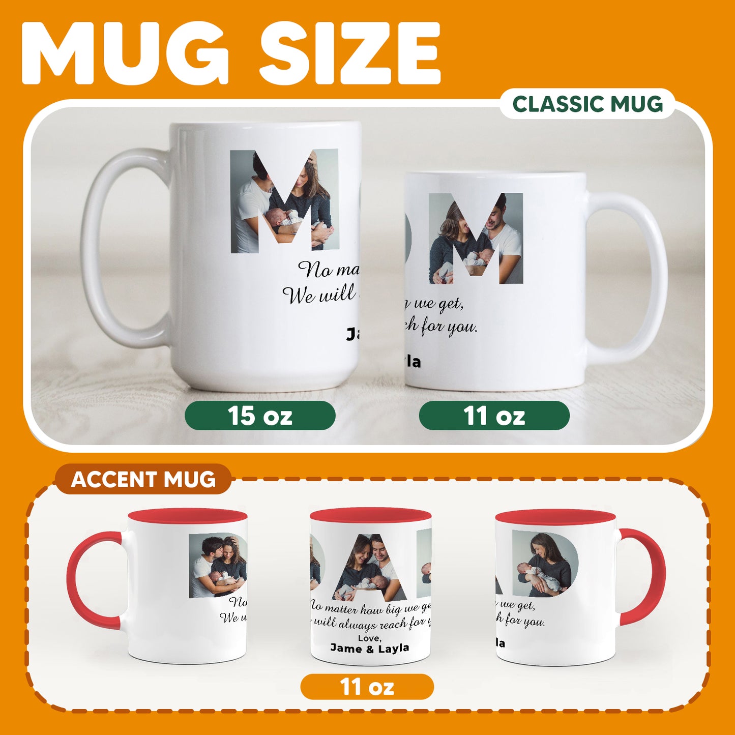 No Matter How Big We Get Custom Image Coffee Mug Set
