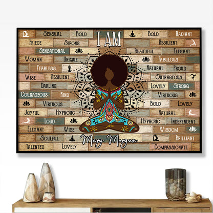Yoga I Am Custom Name Black Woman Personalizedwitch Poster