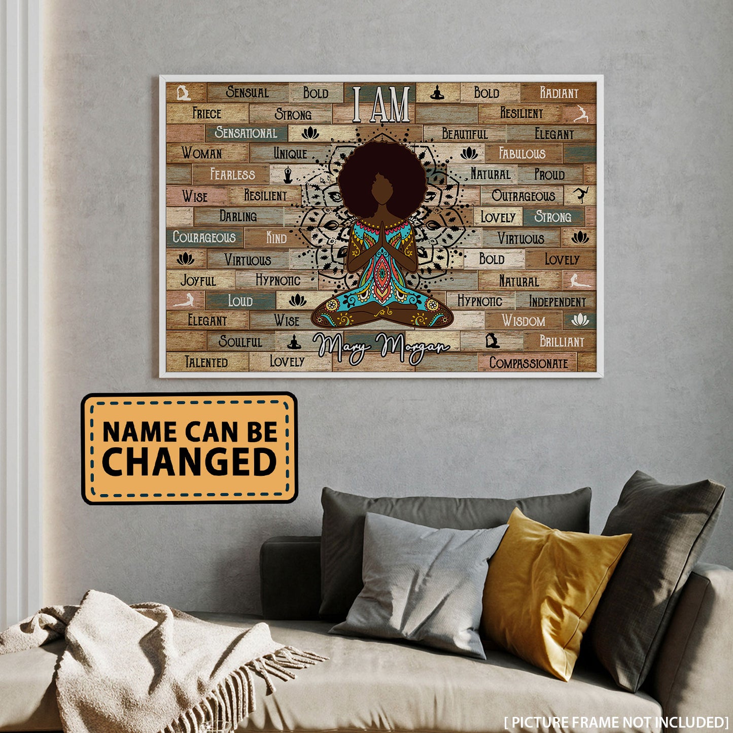 Yoga I Am Custom Name Black Woman Personalizedwitch Poster
