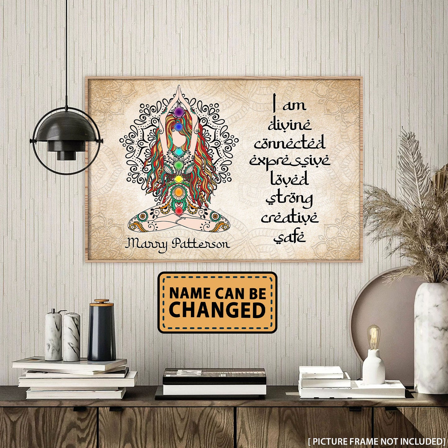 Yoga I Am Divine Chakra Personalizedwitch Horizontal Poster