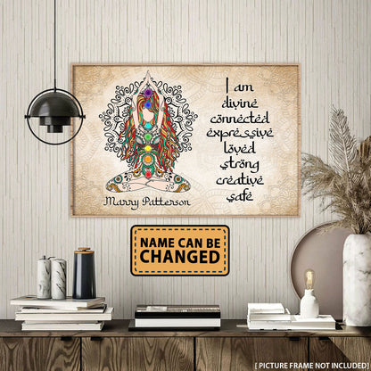 Yoga I Am Divine Chakra Personalizedwitch Horizontal Poster