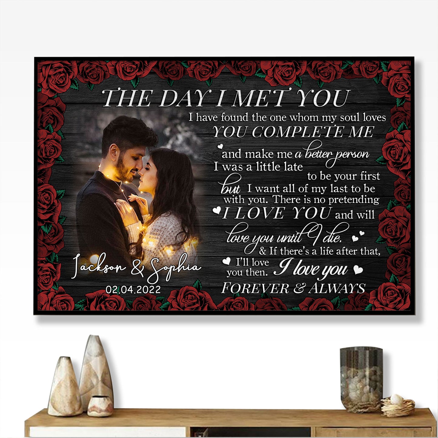 The Day I Met You Couple Anniversary Personalized Poster Valentine Gifts