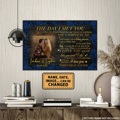 The Day I Met You Blue Rose Couple Anniversary Personalized Poster