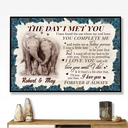 The Day I Met You Elephant Couple Anniversary Personalized Poster