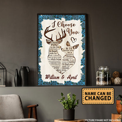 I Choose You Deer Couple Anniversary Personalized Poster Valentine Gifts
