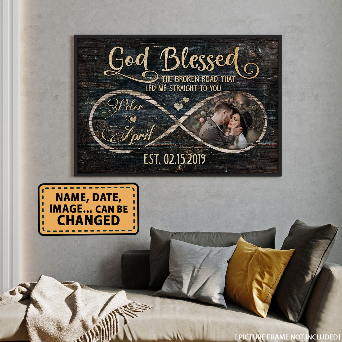 God Blessed The Broken Heart Couple Anniversary Personalized Poster