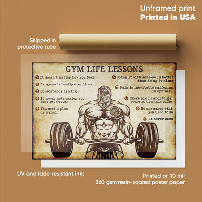 Gym Life Lessons - Personalizedwitch Horizontal Poster  For Gymer