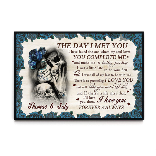 The Day I Met You Skull Couple Anniversary Personalized Poster