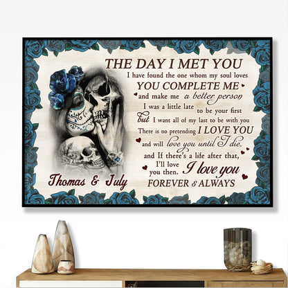 The Day I Met You Skull Couple Anniversary Personalized Poster