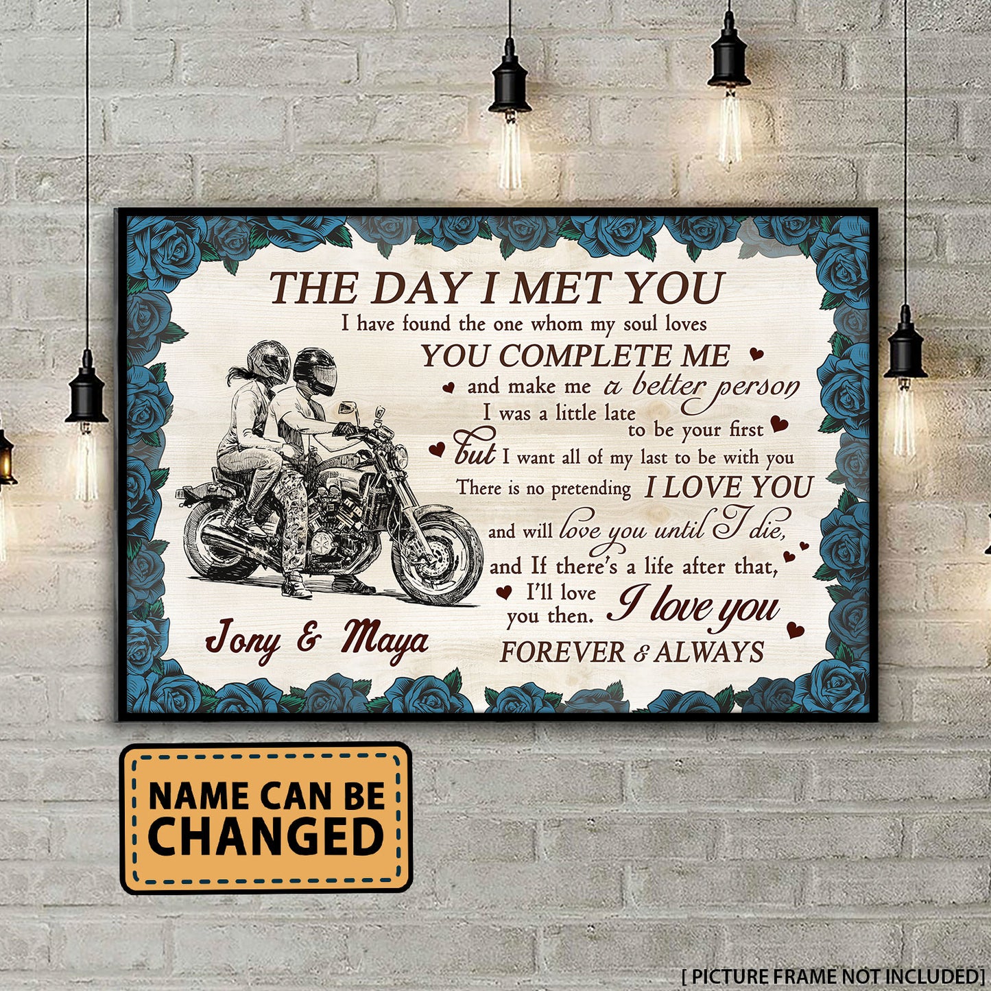 The Day I Met You Motorcycle Couple Anniversary Personalized Poster