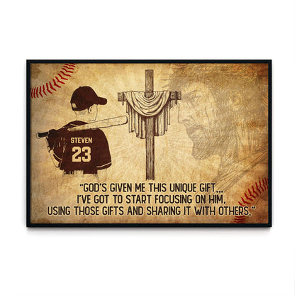 God's Given Me This Unique Gift Baseball Personalized Poster