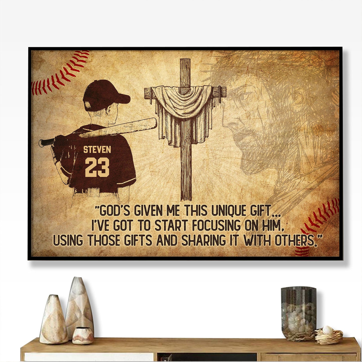 God's Given Me This Unique Gift Baseball Personalized Poster