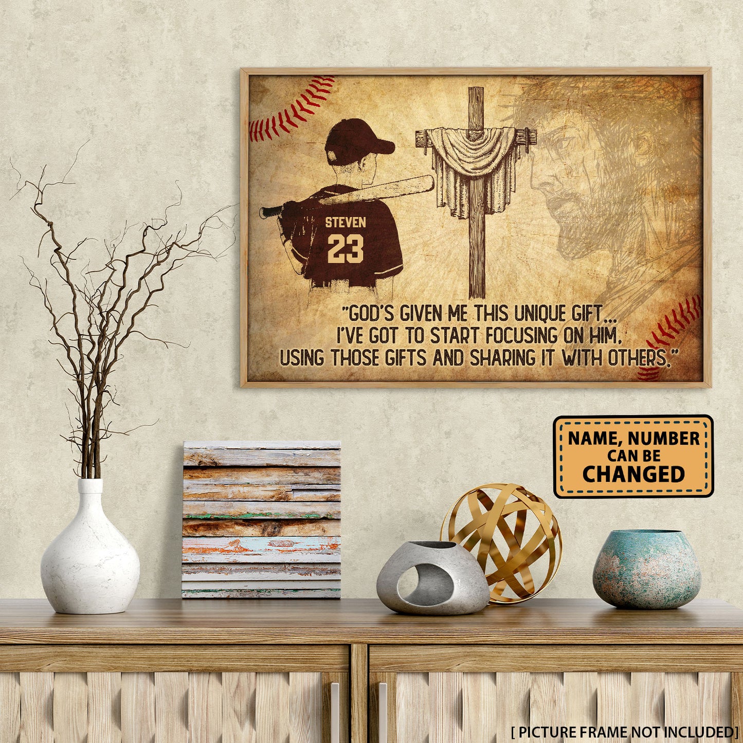 God's Given Me This Unique Gift Baseball Personalized Poster