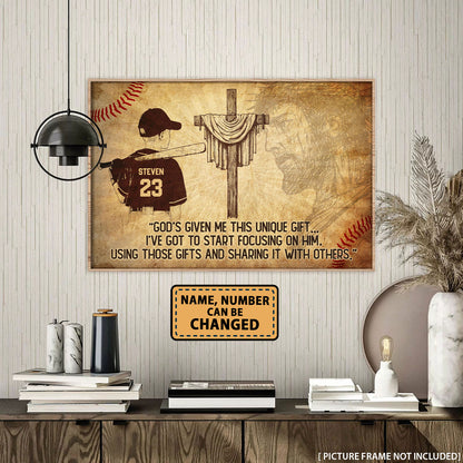 God's Given Me This Unique Gift Baseball Personalized Poster