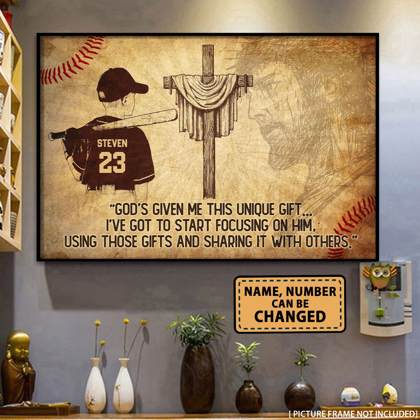 God's Given Me This Unique Gift Baseball Personalized Poster