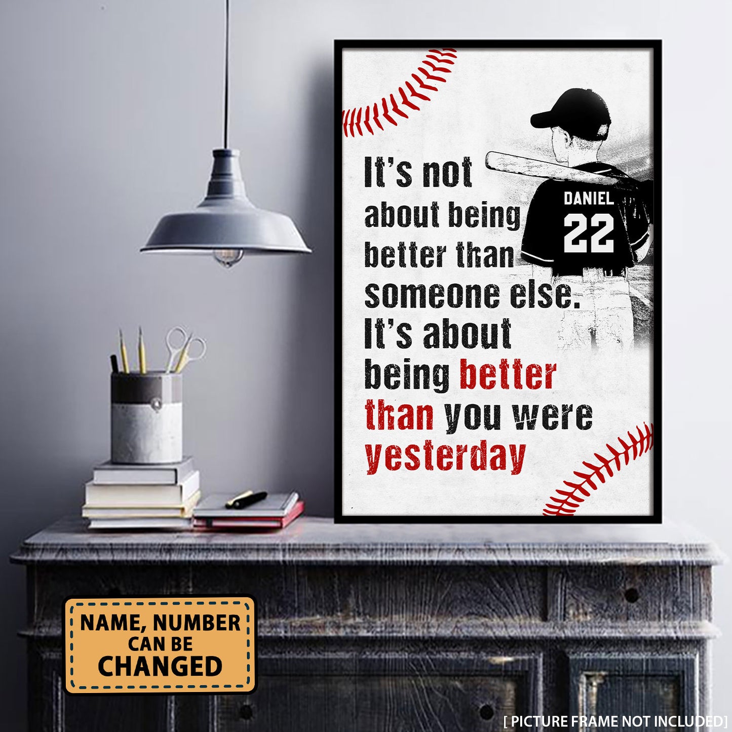 It's Not About Being Better Than Someone Baseball Personalized Poster
