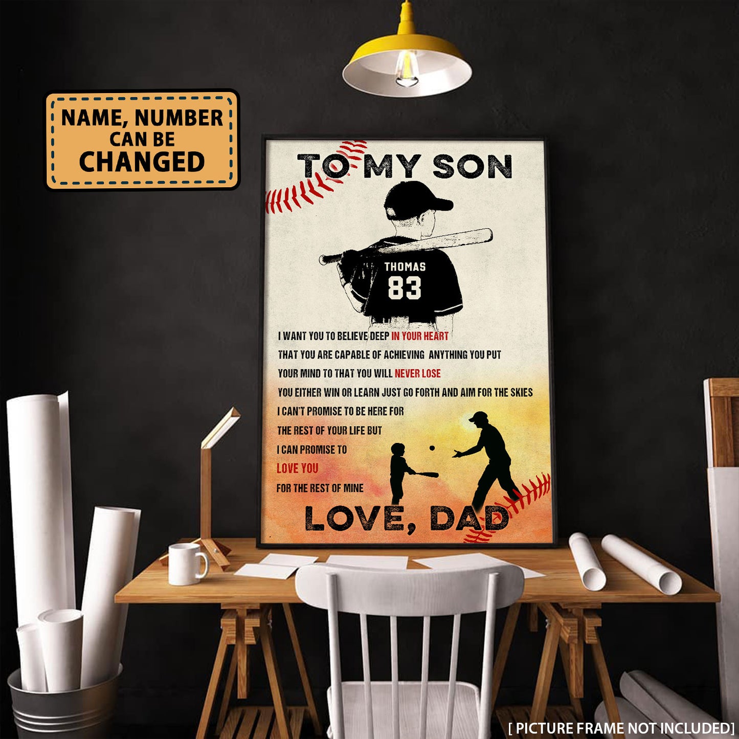To My Son I Want You To Believe Custom Baseball Personalized Vertical Poster