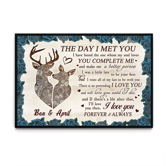 The Day I Met You Deer Couple Anniversary Personalized Poster