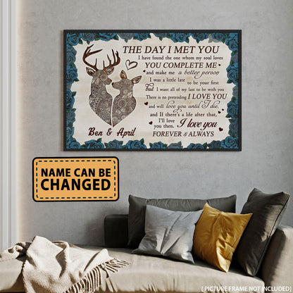 The Day I Met You Deer Couple Anniversary Personalized Poster