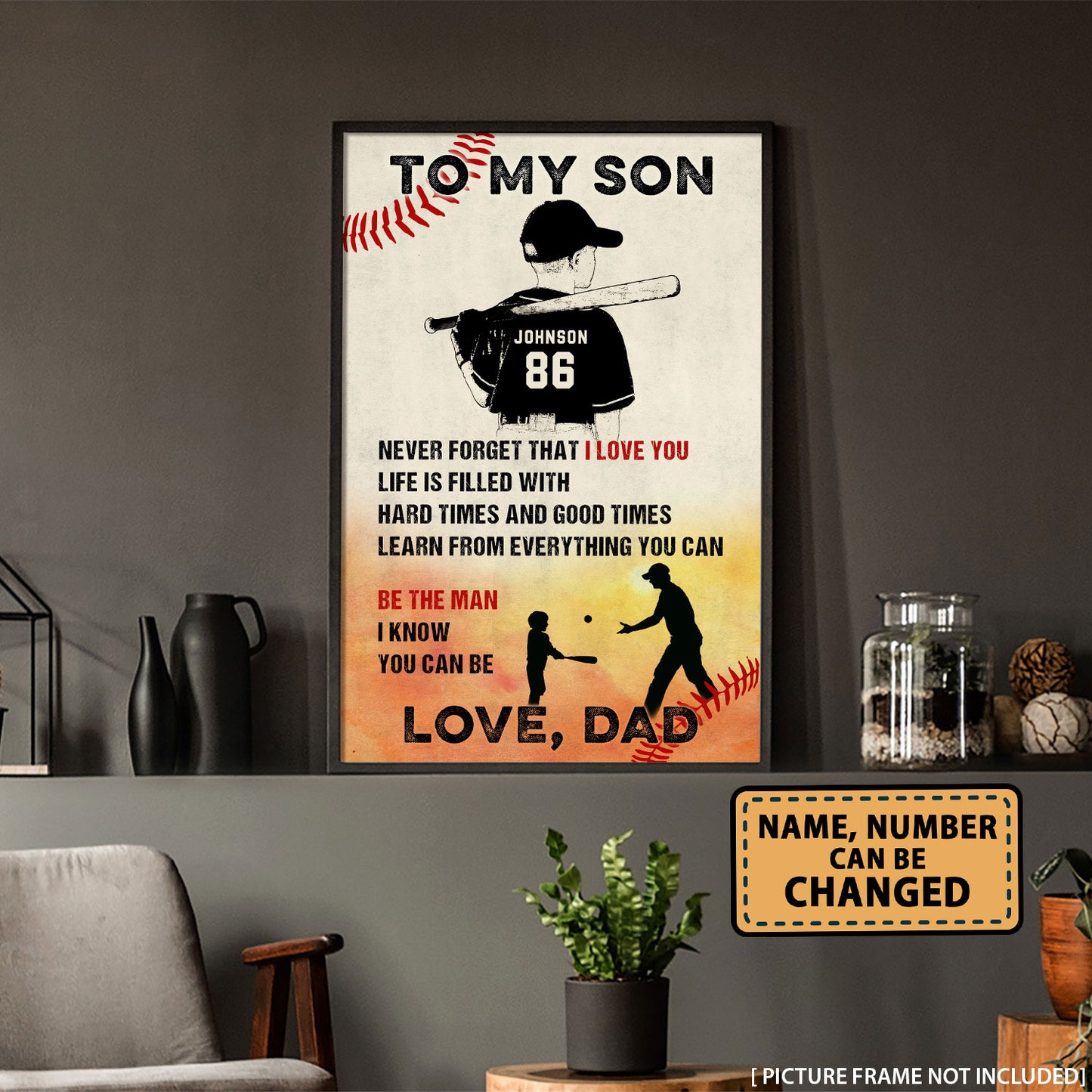 To My Son Never Forget That I Love You Baseball Poster