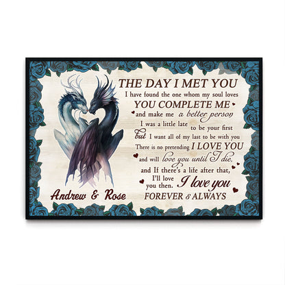 The Day I Met You Dragon Couple Anniversary Personalized Poster
