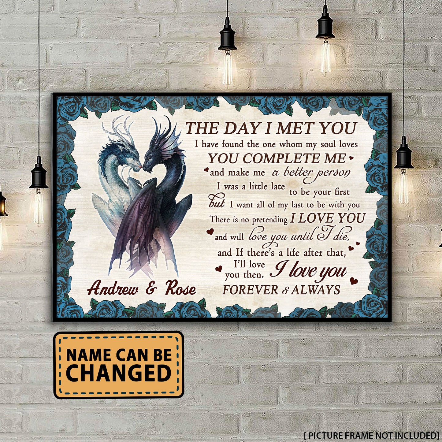 The Day I Met You Dragon Couple Anniversary Personalized Poster