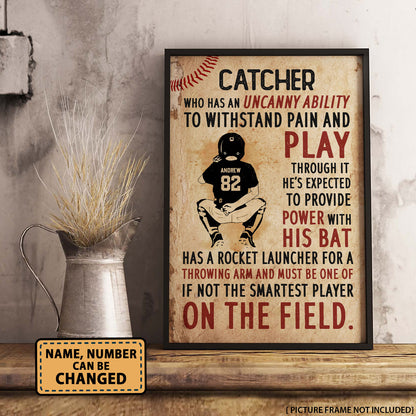A Good Catcher Baseball Personalized Vertical Poster