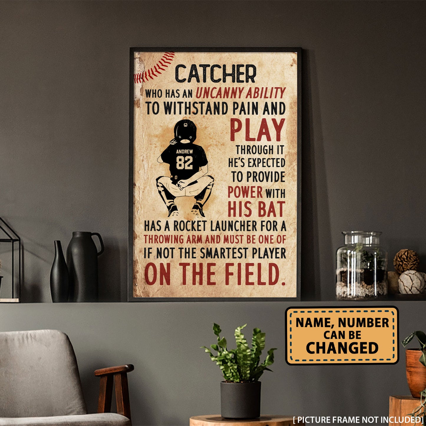 A Good Catcher Baseball Personalized Vertical Poster