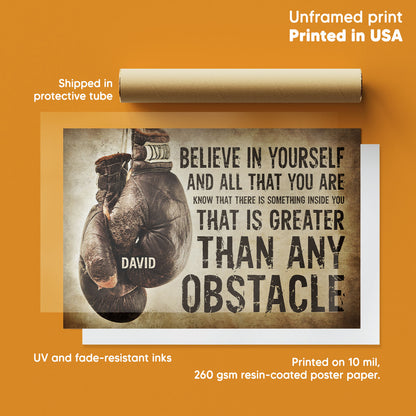 Boxing Believe In Yourself Personalized Poster