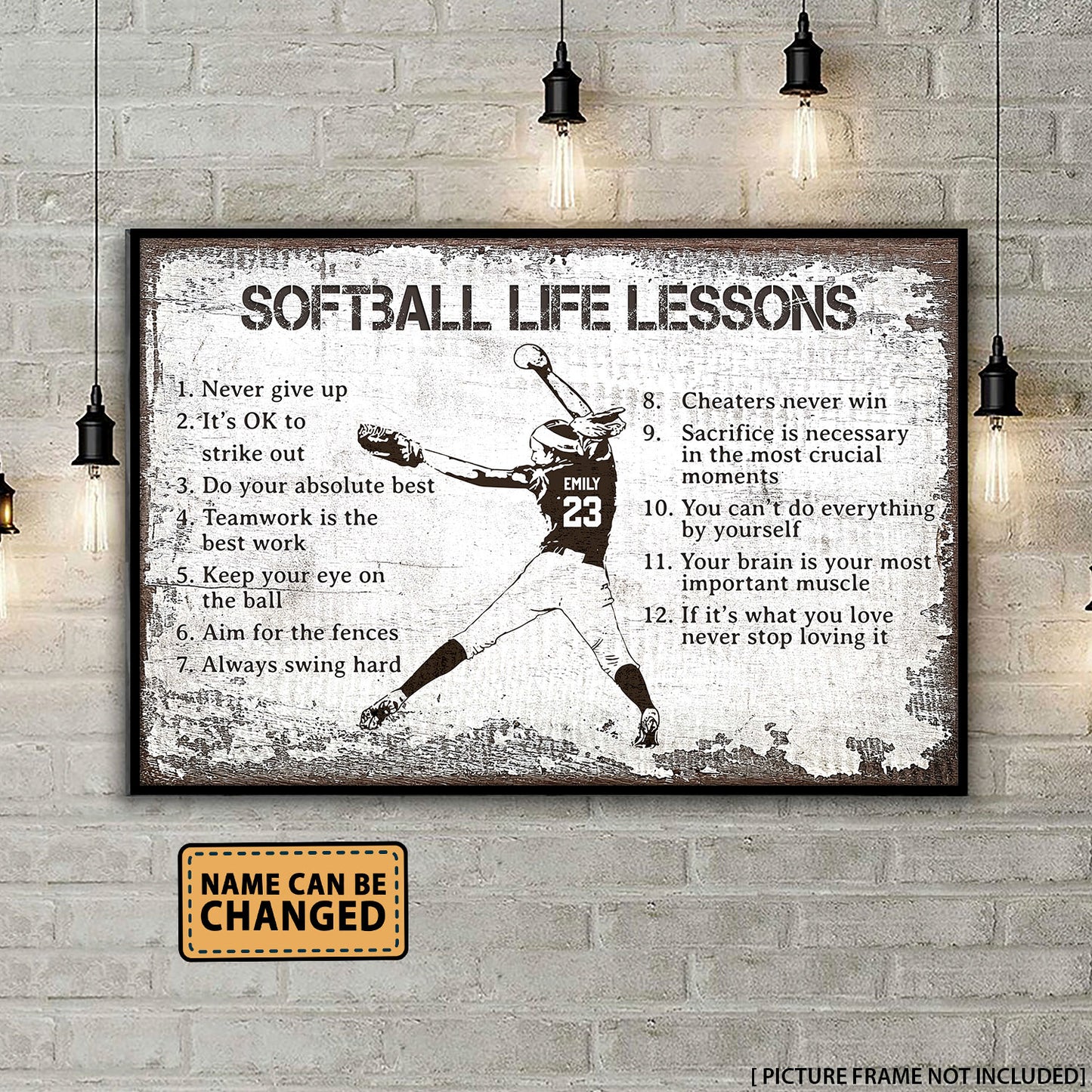 Softball Life Lesson Softball Personalized Poster