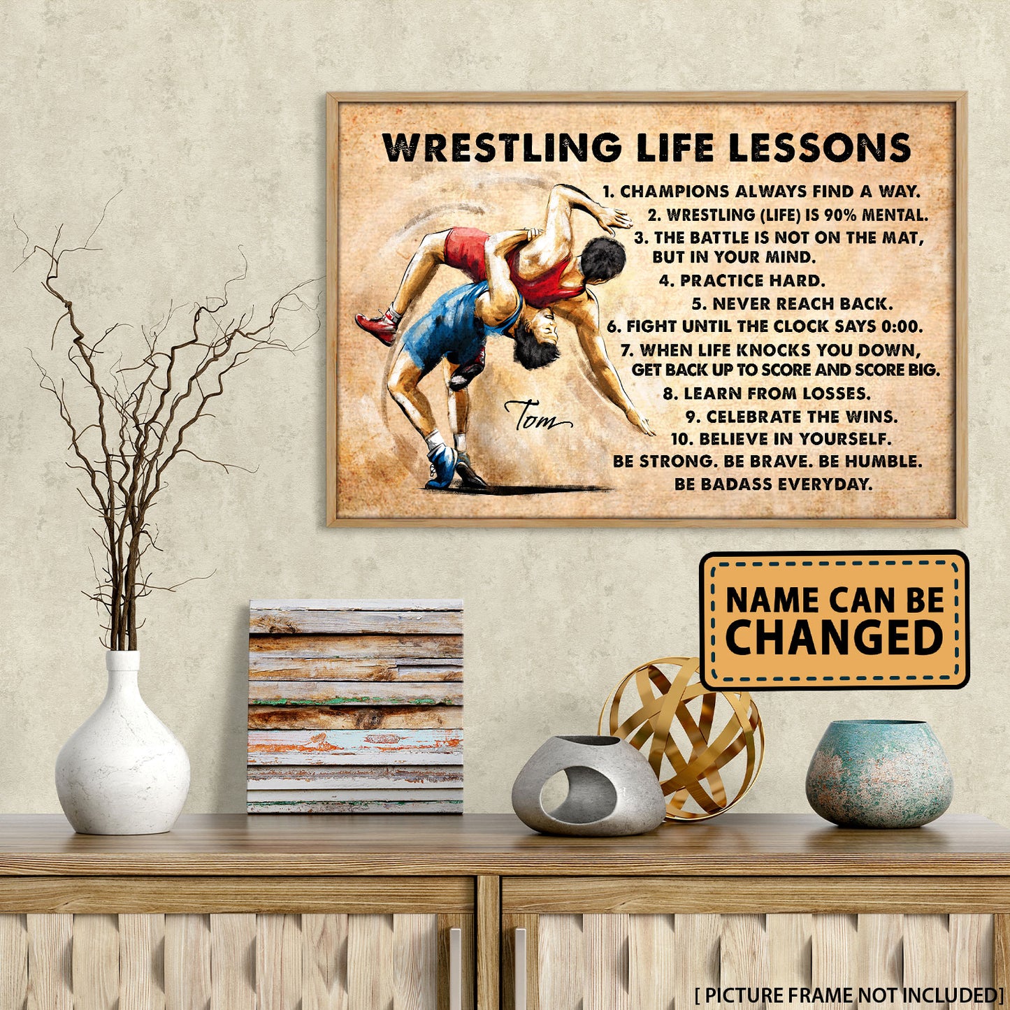Wrestling Life Lessons Personalized Horizontal Poster