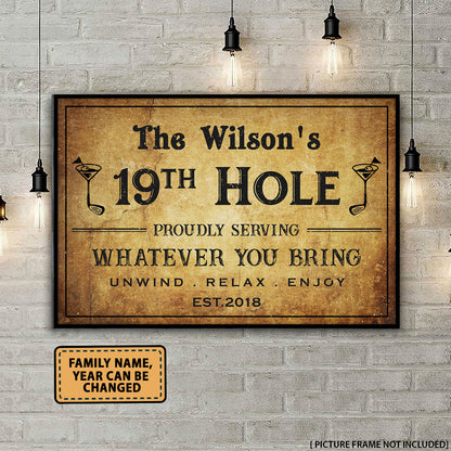 Golf 19th Hole Proudly Serving - Poster For Golf Lovers