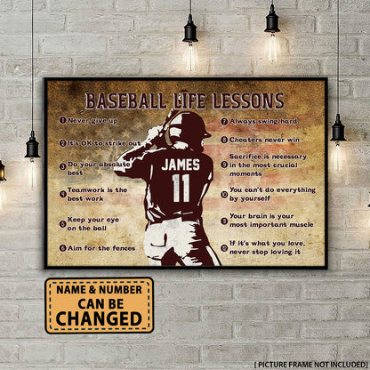 Baseball Life Lessons Flag Us Personalized Poster