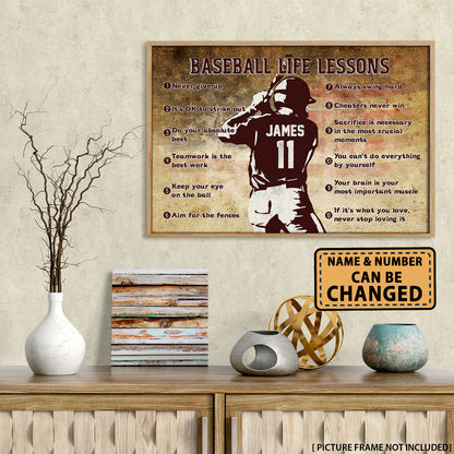 Baseball Life Lessons Flag Us Personalized Poster