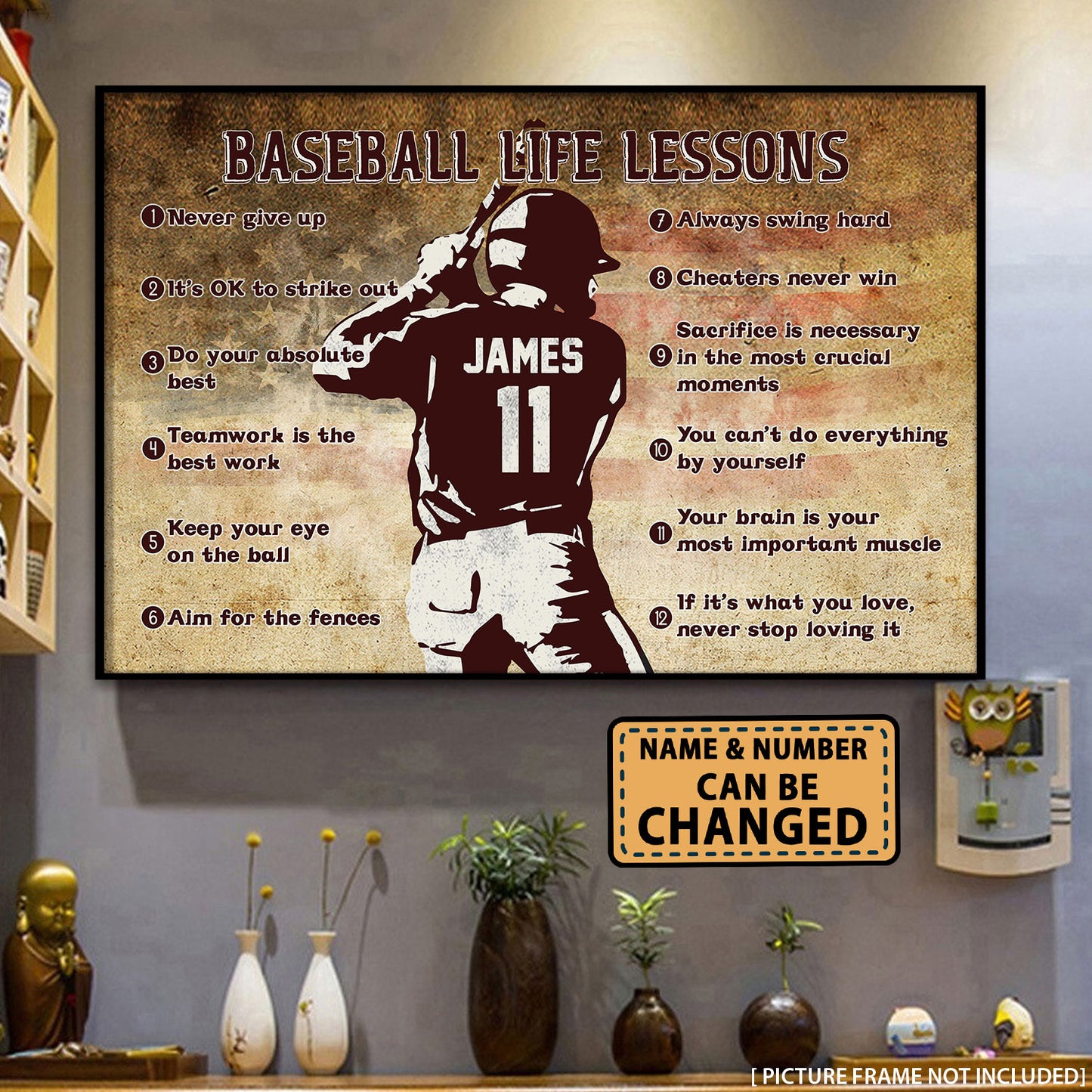 Baseball Life Lessons Flag Us Personalized Poster