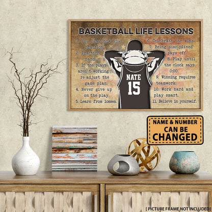 Basketball Life Lessons Flag Us Personalized Poster